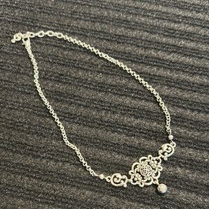 Retired Brighton Silver Necklace with Intricate Centerpiece